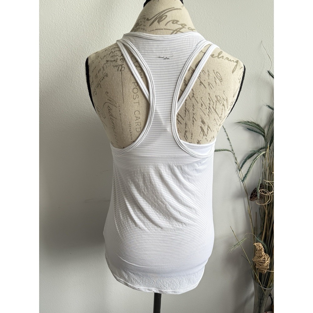 Beyond Yoga Women Liner Tank Relaxed Fit Top White Striped Small